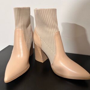 Elegant Beige Sock Ankle Boots